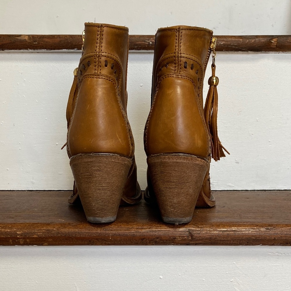 Corral Western Brown Leather Ankle Boots with Tassel Detail, Size 9 M - Picture 7 of 12